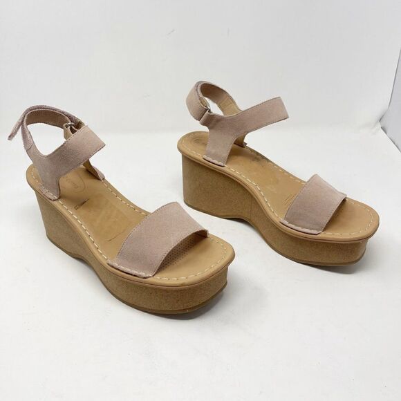 Corso Como Suede Wedges Velcro Sandals Size 11 - Picture 1 of 9